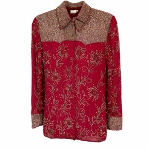 Vintage Emma Black Sequin and Beaded Western Blouse